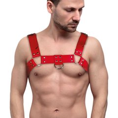 Чоловіча портупея на груди з натуральної шкіри Feral Feelings - Bulldog Harness Red SO9413 фото