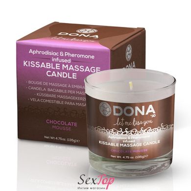 Масажна свічка DONA Kissable Massage Candle Chocolate Mousse (125 мл) з афродизіаками і феромонами SO1538 фото