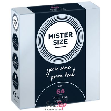Презервативи Mister Size - pure feel - 64 (3 condoms), товщина 0,05 мм SO8037 фото