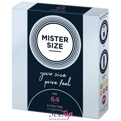 Презервативы Mister Size - pure feel - 64 (3 condoms), толщина 0,05 мм SO8037 фото