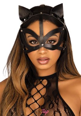 Маска кішки з екошкіри Leg Avenue Vegan leather studded cat mask Black SO8573 фото