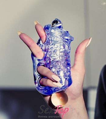 Мастурбатор Fleshlight Fleshskins Grip Blue Ice, надежная фиксация на руке, отлично для пар и минета F16623 фото