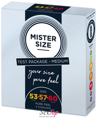 Набір презервативів Mister Size - pure feel - 53–57–60 (3 condoms), 3 розміри, товщина 0,05 мм SO8040 фото