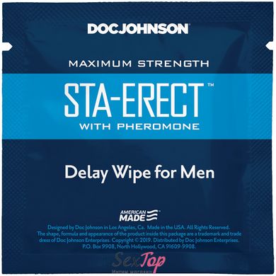 Пролонгирующая салфетка Doc Johnson Sta-Erect Delay Wipe For Men с феромонами SO3489 фото