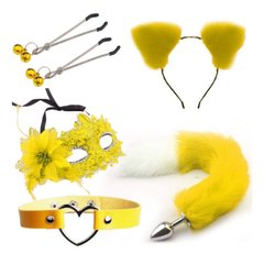 Набор для сексуальных игр Sexy Cat Ears Fox Tail Cosplay Sex Party Accessories Yellow IXI61581 фото