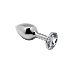 Металева анальна пробка з кристалом Alive Mini Metal Butt Plug White S SO6009 фото