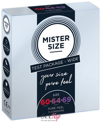 Набор презервативов Mister Size - pure feel - 60–64–69 (3 condoms), 3 размера, толщина 0,05 мм SO8041 фото