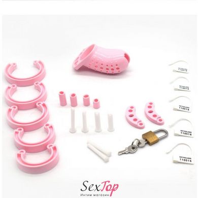 Пластиковий пристрій цнотливості для чоловіків, рожевий IXI58725 фото