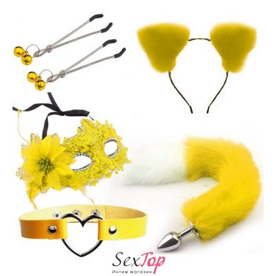 Набор для сексуальных игр Sexy Cat Ears Fox Tail Cosplay Sex Party Accessories Yellow IXI61581 фото