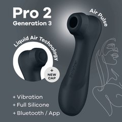 Вакуумний кліторальний стимулятор Satisfyer Pro 2 Generation 3 with Liquid Air Connect App Dark Grey SO8404 фото
