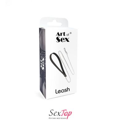 Повідець на ланцюжку із натуральної шкіри Art of Sex - Leash, колір Чорний SO6797 фото