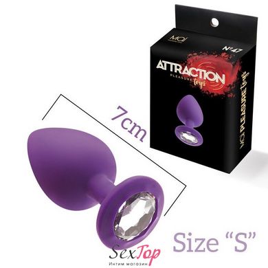Анальная пробка с кристаллом MAI Attraction Toys №47 Purple, длина 7см, диаметр 2,8см SO4625 фото