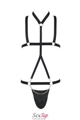 Комплект мужского белья из стреп Passion 039 Set Andrew XXL/XXXL Black, стринги, шлейка SO7590 фото