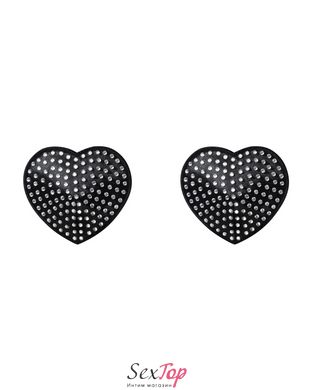 Накладки-серця на соски зі стразами Obsessive A750 nipple covers, чорні SO7193 фото