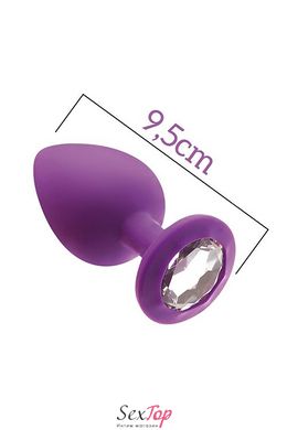 Анальная пробка с кристаллом MAI Attraction Toys №49 Purple, длина 9,5см, диаметр 4см SO4629 фото