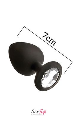 Анальная пробка с кристаллом MAI Attraction Toys №47 Black, длина 7см, диаметр 2,8см SO4630 фото