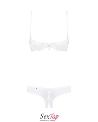 Еротичний комплект з бюстгальтером-получашкою Obsessive Alabastra L/XL, білий, трусики з доступом SO7195 фото