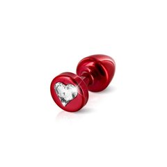 Анальна пробка Diogol Anni R Heart Red: Кристал 25мм, з кристалом Swarovsky у вигляді сердечка D81298 фото