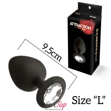 Анальная пробка с кристаллом MAI Attraction Toys №49 Black, длина 9,5см, диаметр 4см SO4632 фото