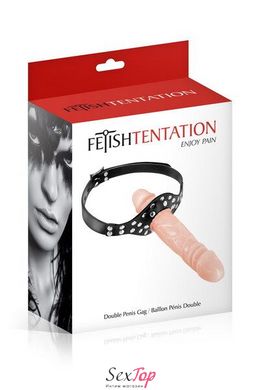Кляп із подвійним фалоімітатором Fetish Tentation – Double Penis Gag Flesh SO5989 фото