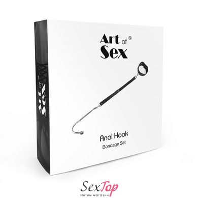 Анальный крюк с ошейником из натуральной кожи Art of Sex - Anal hook, Черный SO7137 фото