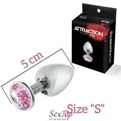 Металлическая анальная пробка с розовым кристаллом MAI Attraction Toys №72, длина 5 см, диаметр 2,5 SO4634 фото