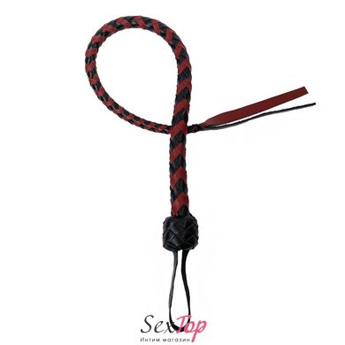 Плеть гибкая Снейк, натуральная кожа, цвет черно-красный, длина - 80 см SO5215 фото