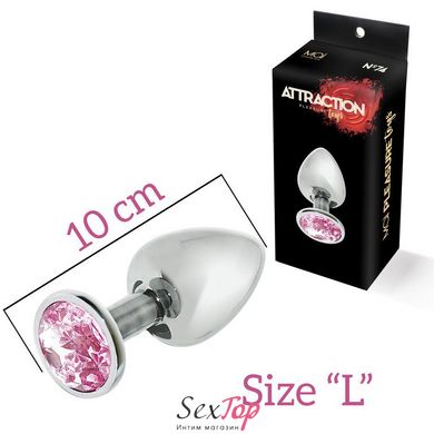 Металлическая анальная пробка с розовым кристаллом MAI Attraction Toys №74, длина 10см, диаметр 4см SO4636 фото