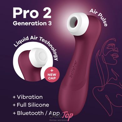 Вакуумний кліторальний стимулятор Satisfyer Pro 2 Generation 3 with Liquid Air Connect App Wіnе Red SO7774 фото