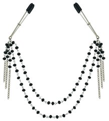 Прикраса ланцюжок з зажимами для сосків Sportsheets Midnight Black Jeweled Nipple Clips SO1291 фото