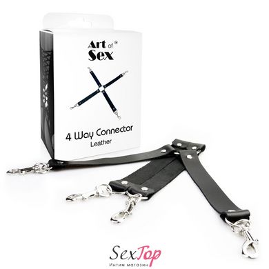 Хрестовина з натуральної шкіри Art of Sex - 4 Way Connector, Чорний SO7480 фото