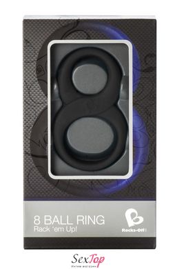 Ерекційне кільце Rocks Off 8 Ball Black для члена і мошонки, еластичне RO2071 фото