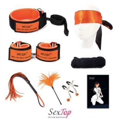 Бдсм набор оранжевый из 7 предметов Orange Farvet Bondage Kit IXI61593 фото