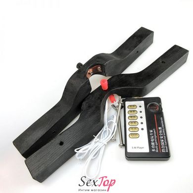 Electro-sex black wooden penis / scrotum clamp - L IXI52221 фото