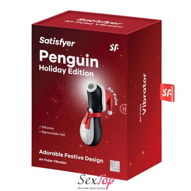 Вакуумный вибратор пингвин Satisfyer Penguin Holiday Edition, в шапочке и шарфе SO8777 фото