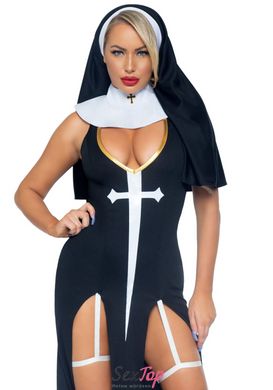 Костюм монашки-грешницы Leg Avenue Sultry Sinner L, платье, головной убор, воротник SO7922 фото