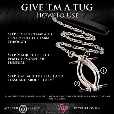 Зажим для половых губ с поводком Master Series Pussy Tugger Adjustable Vagina Clamp with Chain SO8797 фото