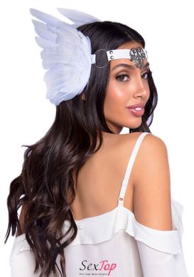 Пов’язка на голову з крилами Leg Avenue Feather headband White, пір’я та натуральна шкіра SO8013 фото