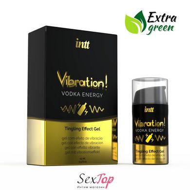 Жидкий вибратор Intt Vibration Vodka (15 мл) EXTRA GREEN, очень вкусный, действует до 30 минут SO5406 фото