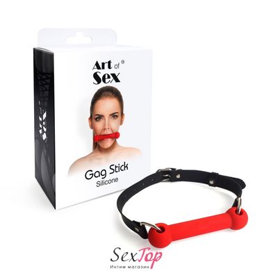 Кляп Палка, силикон и натуральная кожа, Art of Sex - Gag Stick Silicon, Красный SO6704 фото