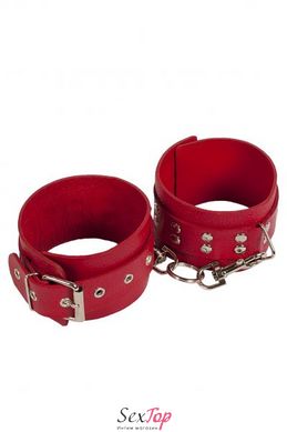 Кайдани Leather Restraints Leg Cuffs, red 280161 фото