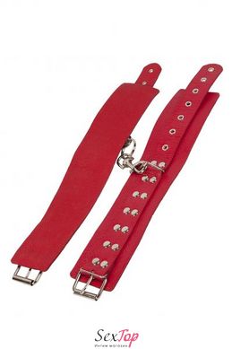 Кайдани Leather Restraints Leg Cuffs, red 280161 фото