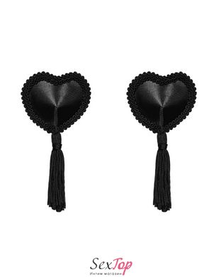 Эротические наклейки на соски с кисточками Obsessive Tassel nipple covers black, черные SO7312 фото