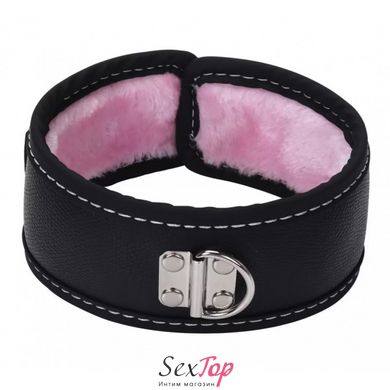 Комплект бдсм игрушек черный с розовым мехом Leather Plush Set ZR019 IXI54997 фото