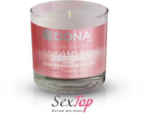 Массажная свеча DONA Scented Massage Candle Blushing Berry FLIRTY (135гр) с афродизиаками феромонами SO1532 фото