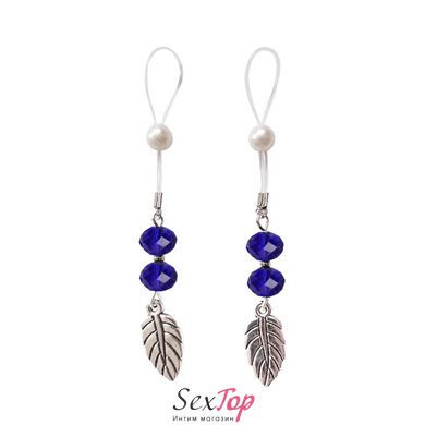 Сексуальные украшения для сосков с листиком Nipple Jewelry Leaf, цвет синий SO5395 фото