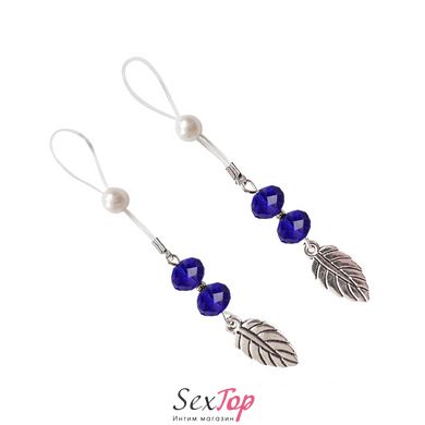 Сексуальные украшения для сосков с листиком Nipple Jewelry Leaf, цвет синий SO5395 фото