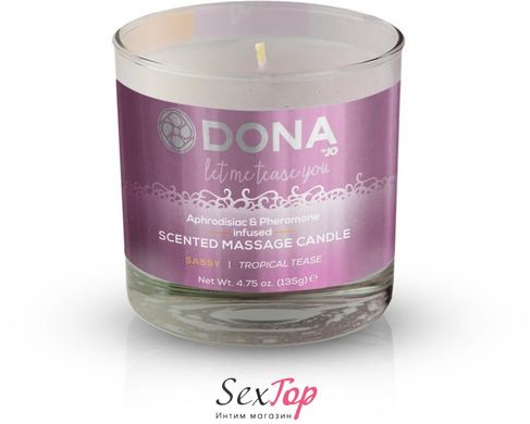 Масажна свічка DONA Scented Massage Candle Tropical Tease SASSY (135 гр) з афродизіаками феромонами SO1533 фото