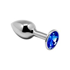 Металева анальна пробка з кристалом Alive Mini Metal Butt Plug Blue M SO6001 фото