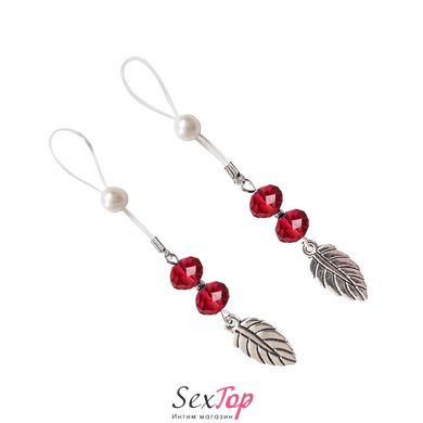 Сексуальні прикраси для сосків із листочком Nipple Jewelry Leaf, колір червоний SO5396 фото